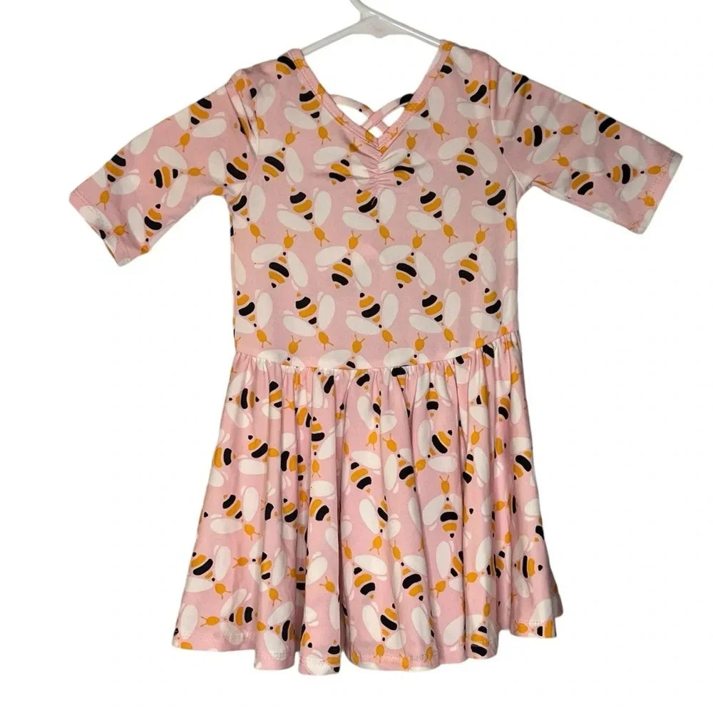 Dot Dot Smile Pink Bumble Bee Print Ballerina Sundress Toddler Girls Size 2T
